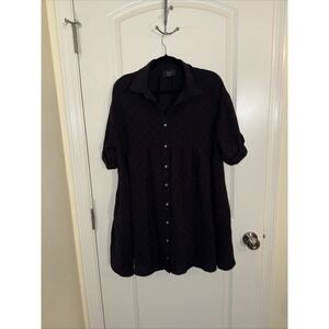 Vici Black On Black Polka Dot Oversized Babydoll Mini Shirt Dress Size Small